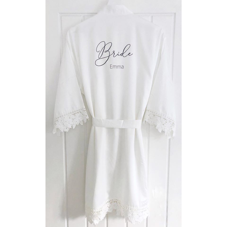 Cotton Script Name Bride Robe