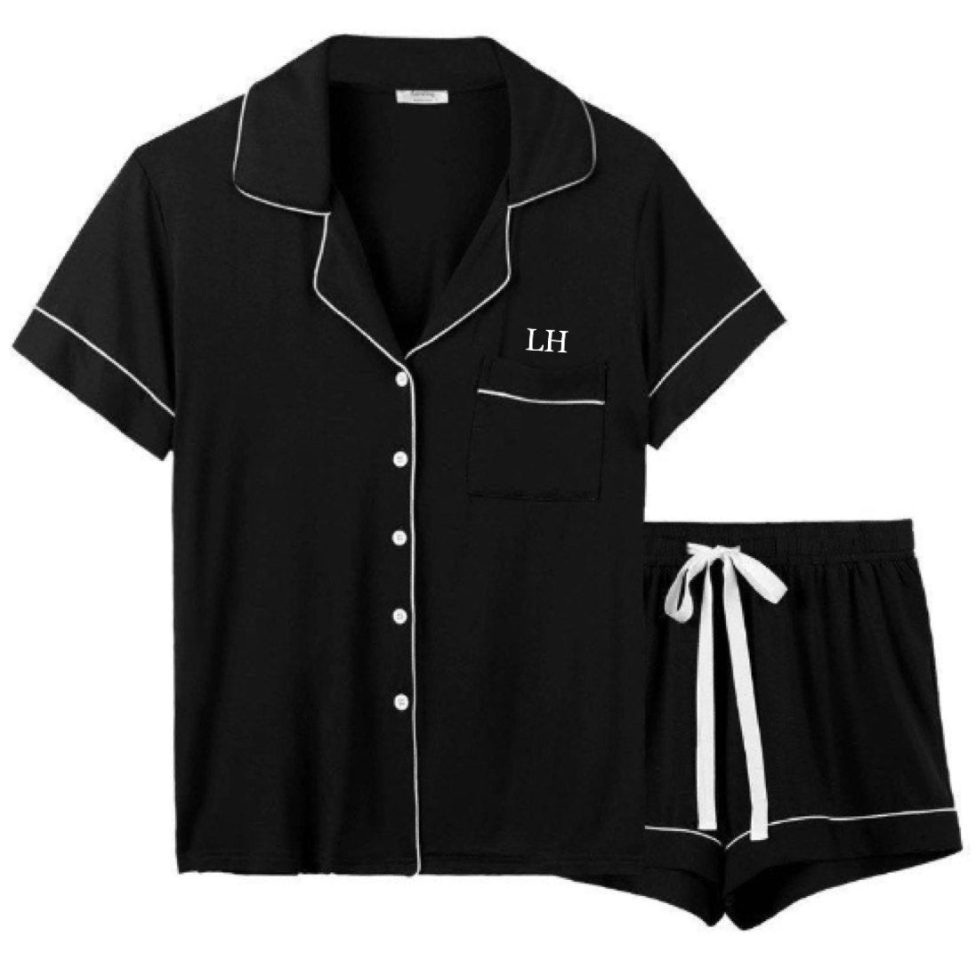 Black Bamboo Short Pyjama Set