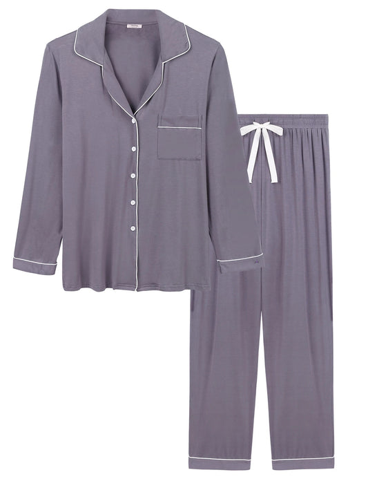 Dark Grey Bamboo Long Pyjama Set