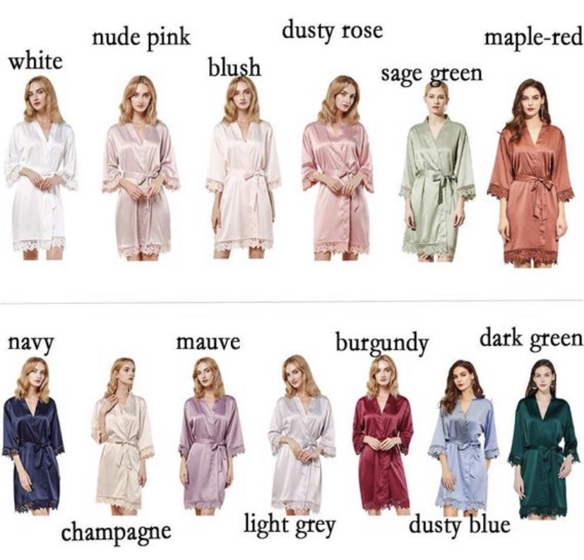 Plain Unpersonalised Satin Lace Robe
