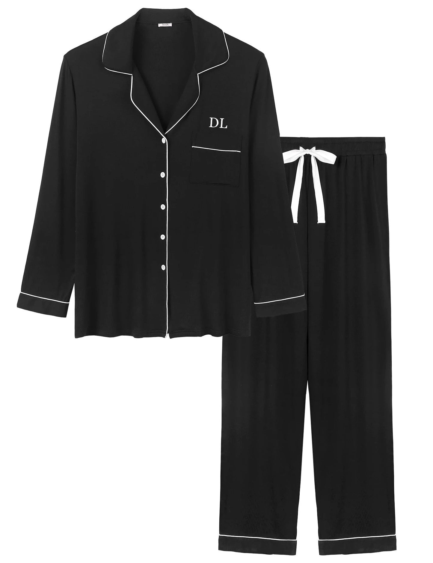 Black Bamboo Long Pyjama Set