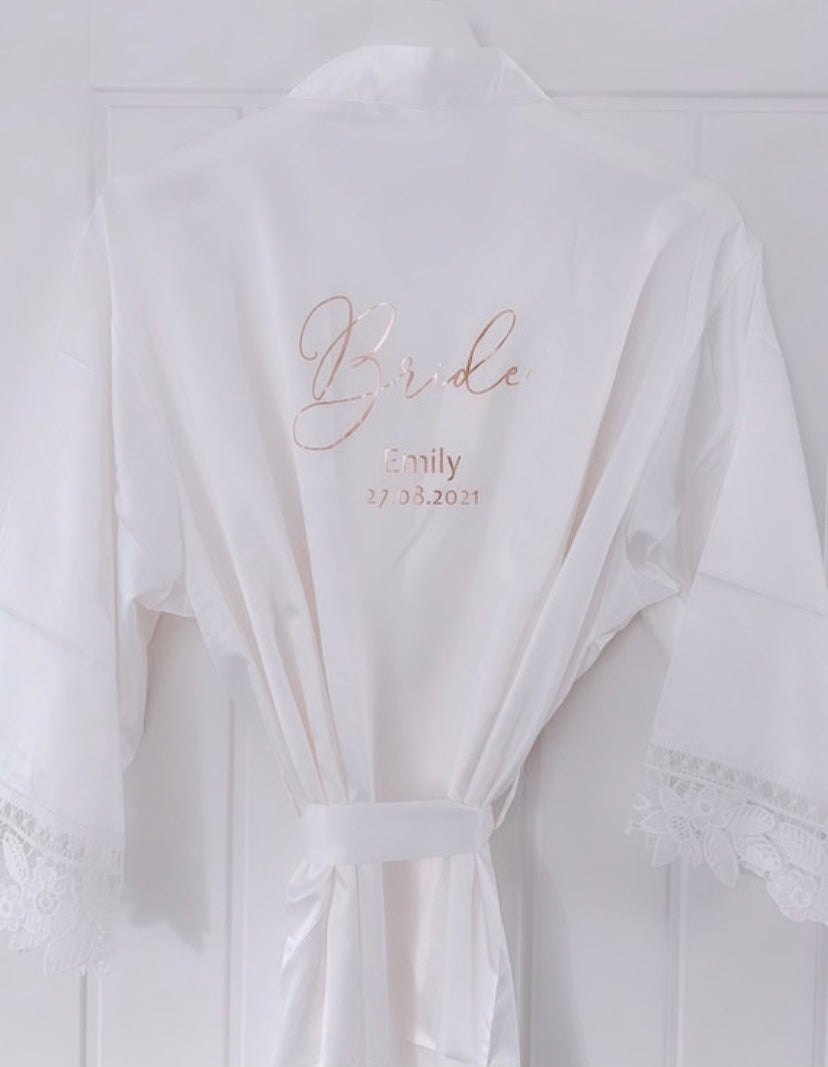 Cotton Script Name Bride Robe