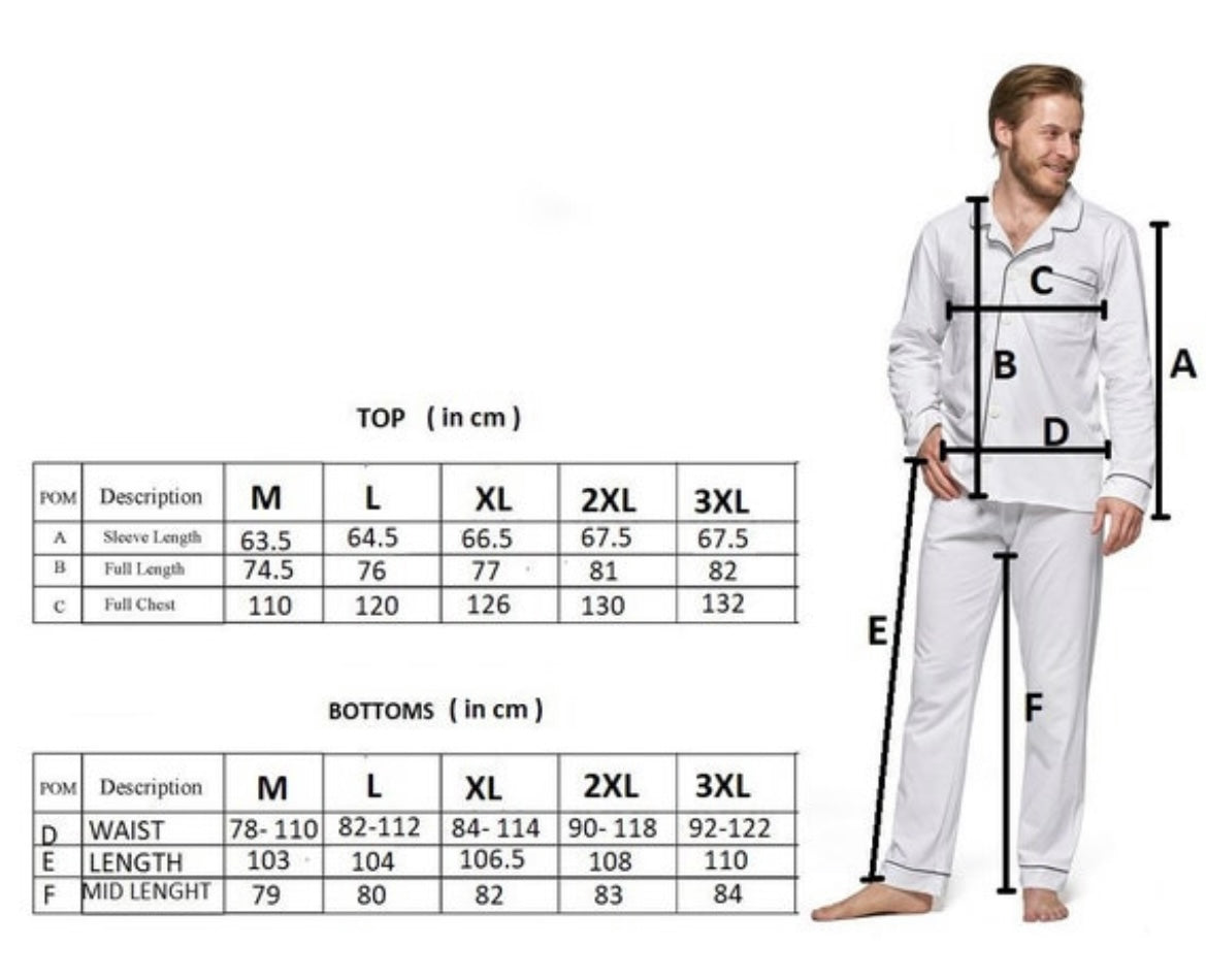 Adults White Long Cotton Pyjama Set