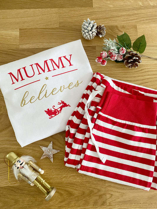 Believe Red Stripe Christmas Pyjamas
