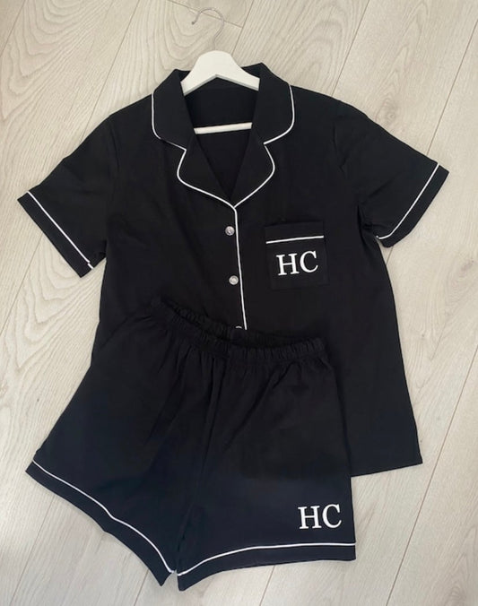 Children's Short Black Cotton Pyjama Set