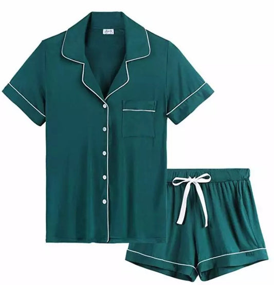 Emerald Green Bamboo Short Pyjama Set