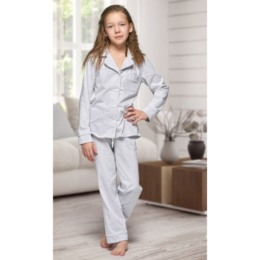 Children's Grey Long Cotton Pyjama Set