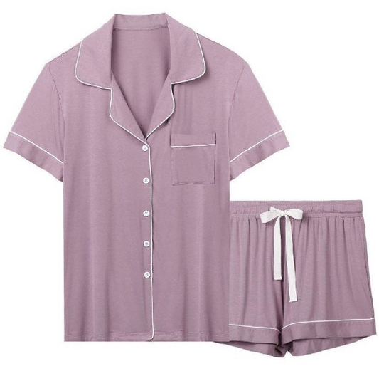 Purple Personalised Super Soft Short Pyjama Set