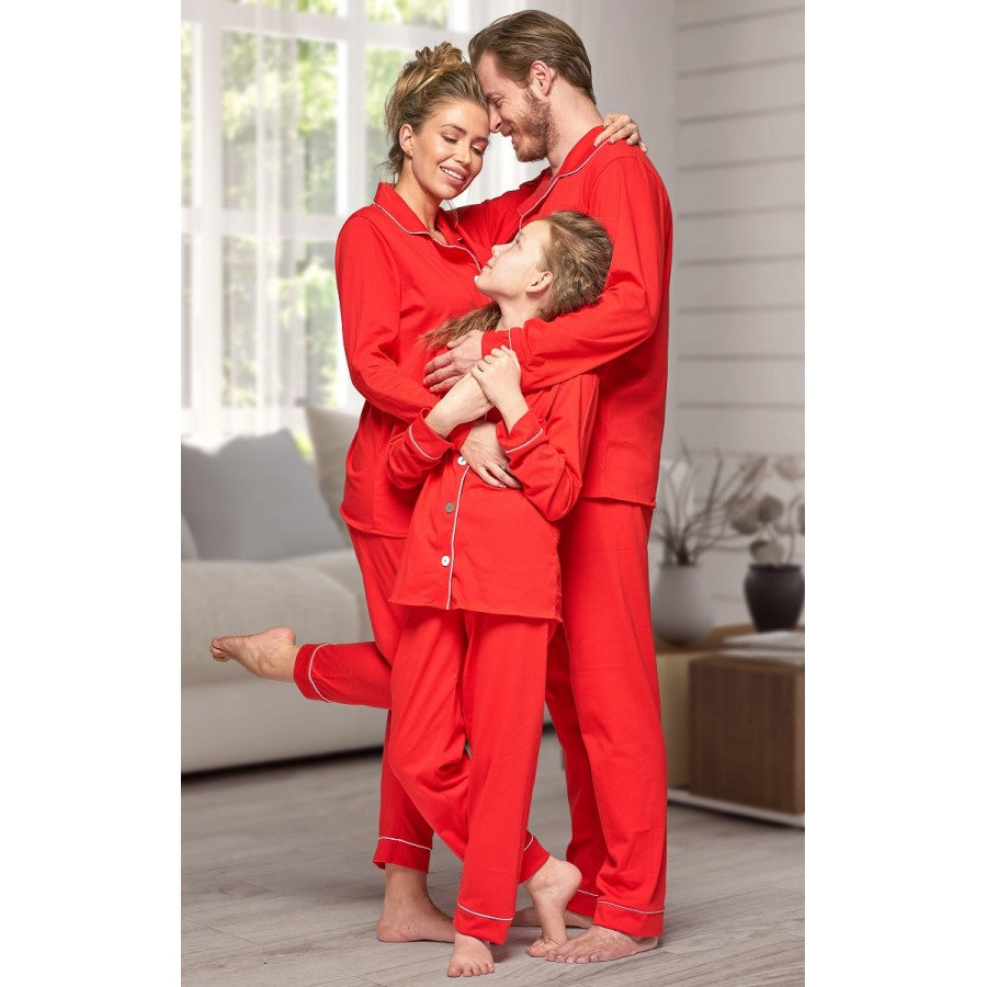 Children's Red Long Cotton Pyjama Set
